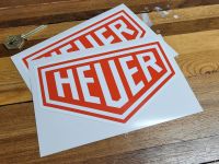 Heuer. Plain Style Red & White Stickers Pair - Various Sizes