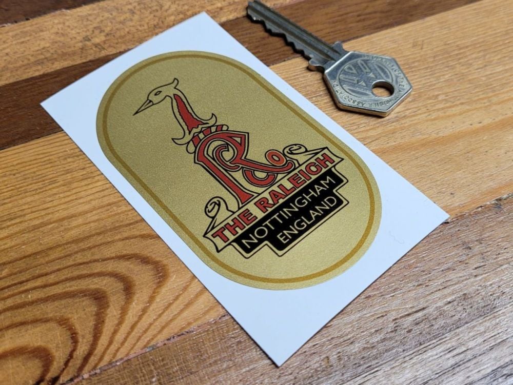 Raleigh Gold Oval Style Headstock Sticker - 3.5"