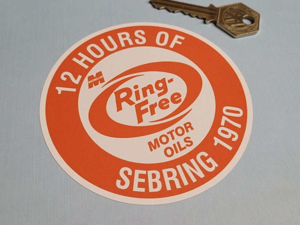 12 Hours of Sebring Macmillan Motor Oils Sticker - 1968, 1969, or 1970 - 4"