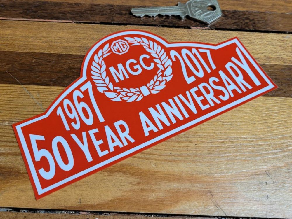 MG MGC '50 Year Anniversary 1967 - 2017' Window Sticker - 6"