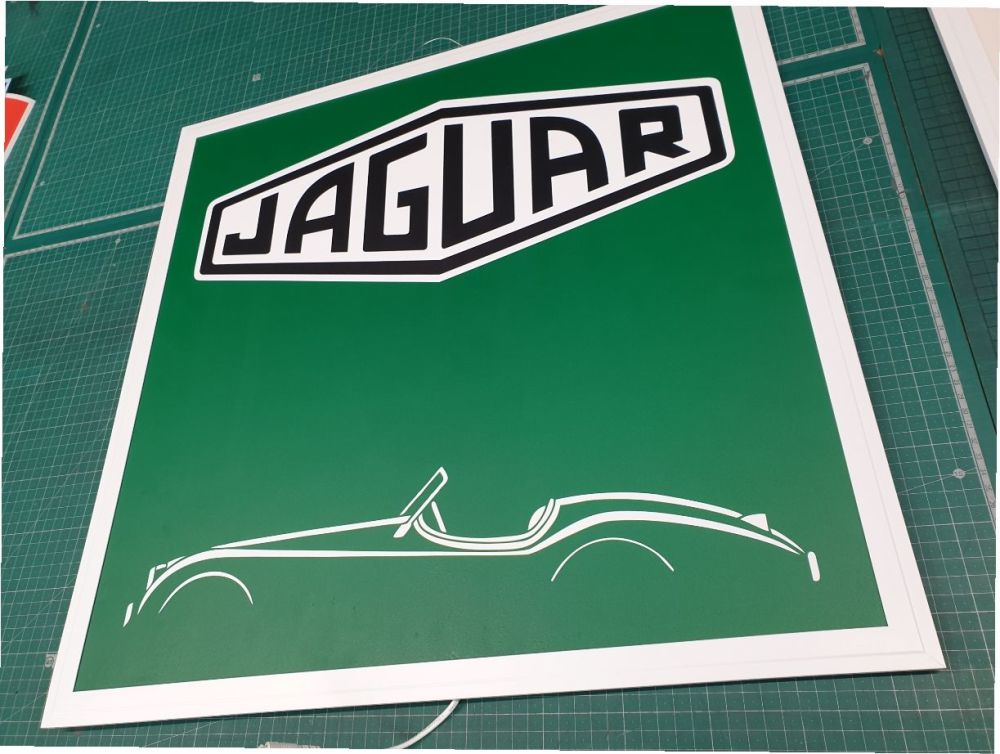 Jaguar XK120 Green Lightbox Artwork Sticker - 570mm x 570mm