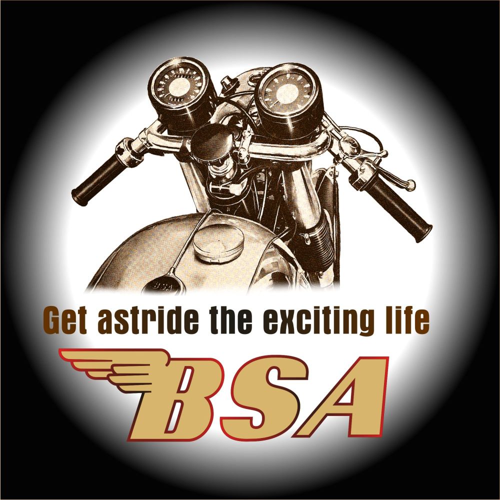 BSA 'Get Astride the Exciting Life' Lightbox Artwork Sticker - 570mm x 570mm