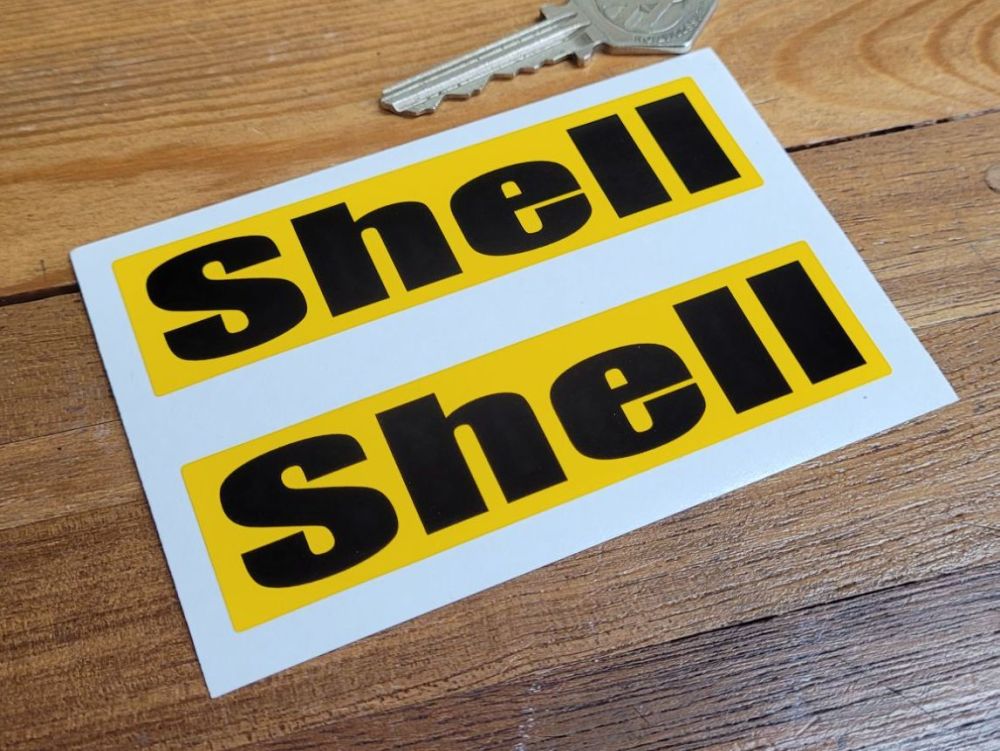 Shell Black & Yellow Text Stickers - 4