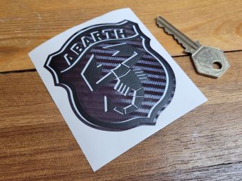 Abarth Shield Carbon Fibre Style Stickers - 3.25" Pair