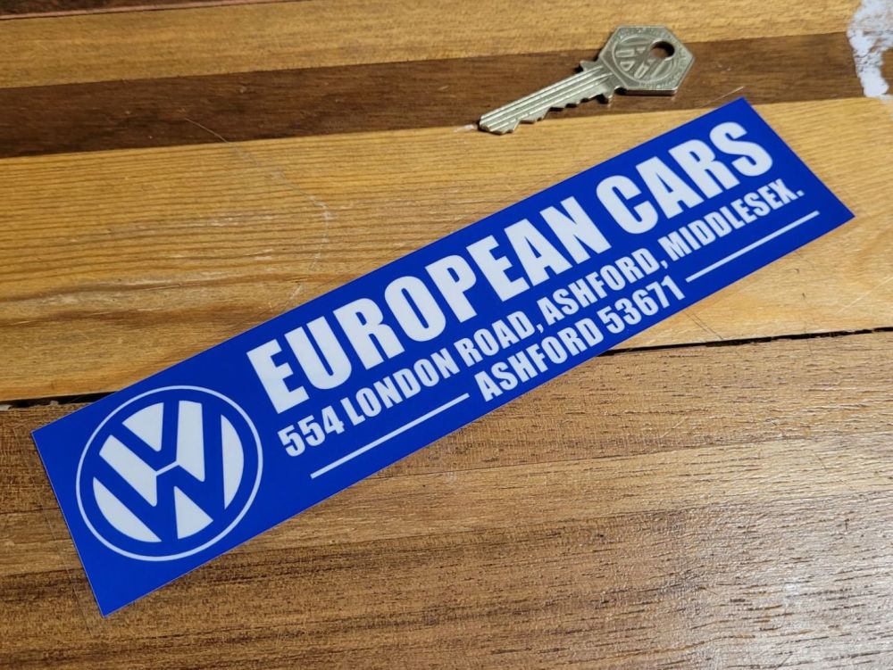 Volkswagen Dealer Window Sticker - European Cars Ashford - 8"