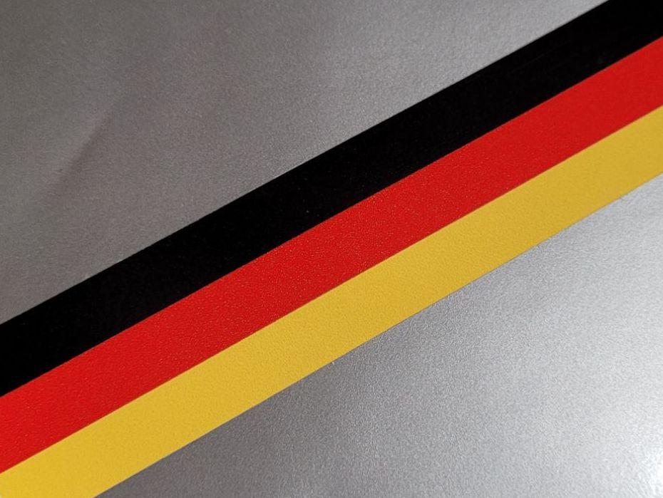 German Flag Body Stripe Style Sticker - 55.5" long by 1", 2", 3" or 4" wide