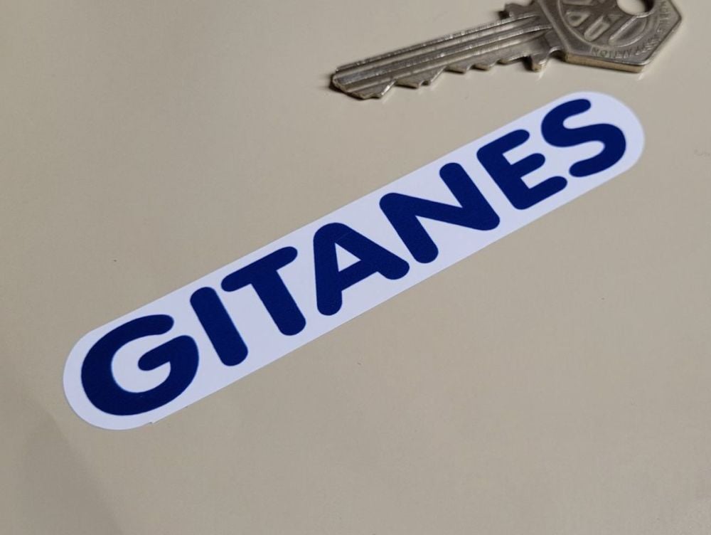 Gitanes French Cigarette Rounded Oblong Blue & White Text Stickers - 4" Pair