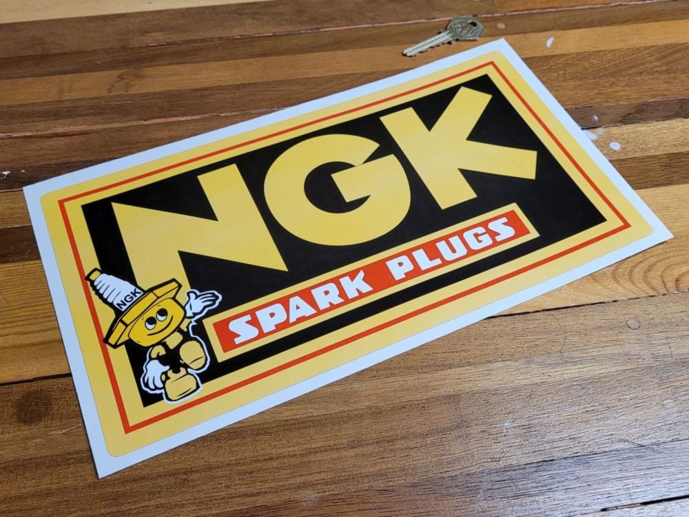 NGK Spark Plugs Little Man Oblong Sticker - Red Coachline Style - 12"
