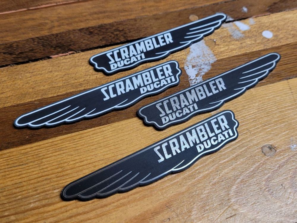 Ducati Scrambler Winged Self Adhesive Badges - 3.5" Pair