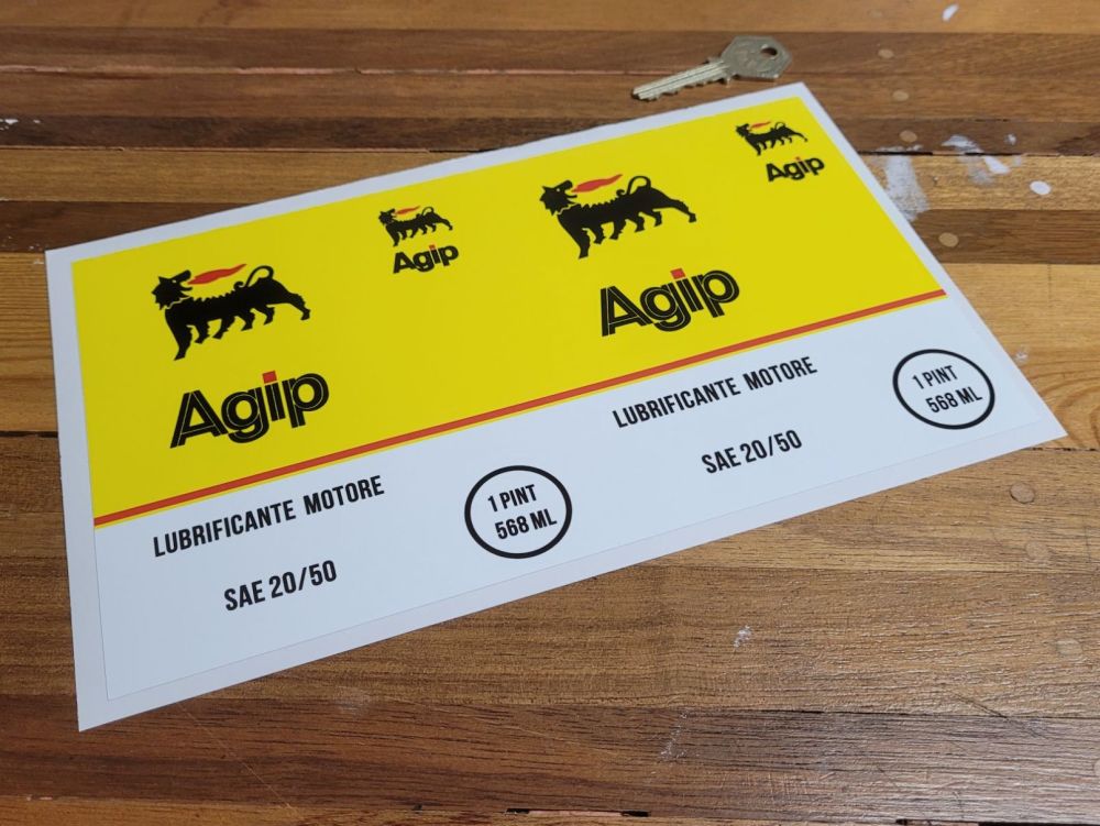 Agip Motor Oil Can Wrap 1 Pint Style Sticker - 10