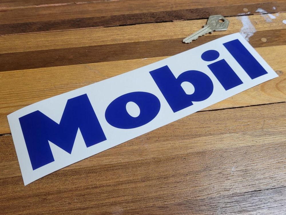 Mobil Old Wider Style Horizontal Cut Text Sticker - 9.25