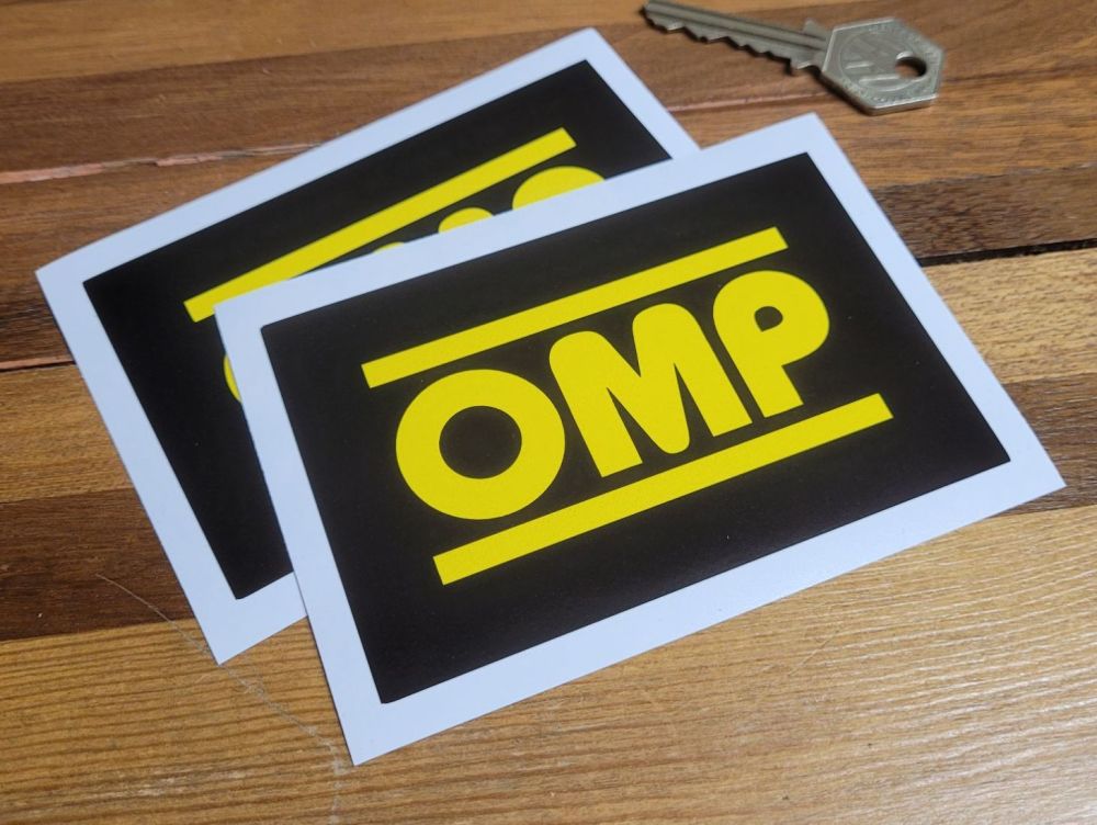 OMP Yellow & Black Oblong Stickers - 4.25