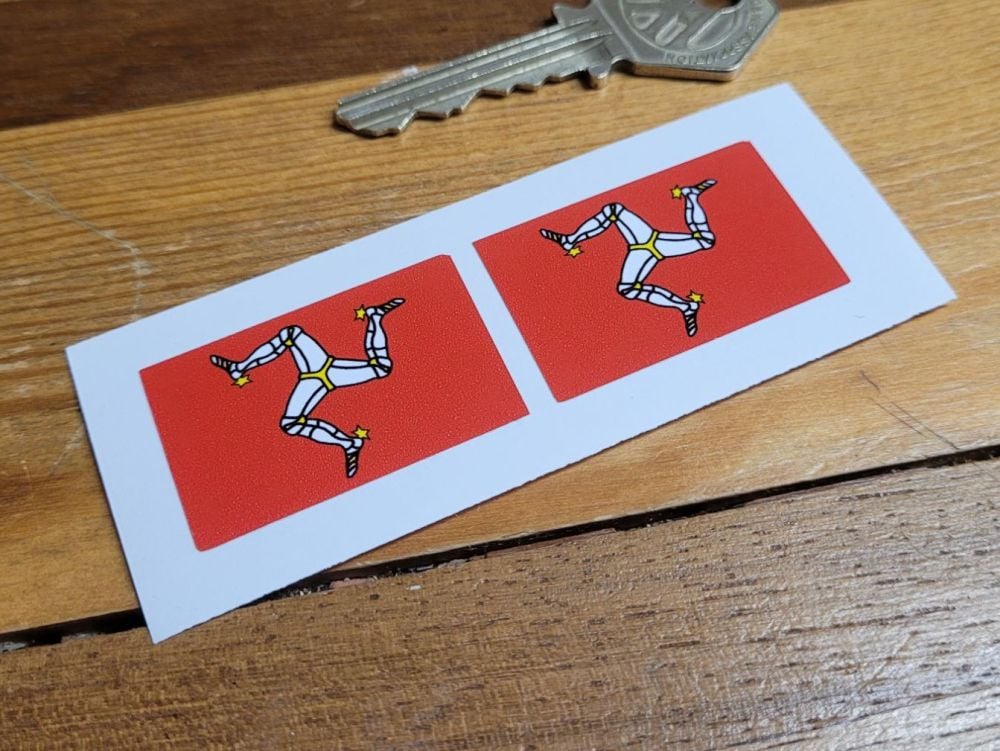 Isle of Man Oblong Flag Stickers - 40mm Pair