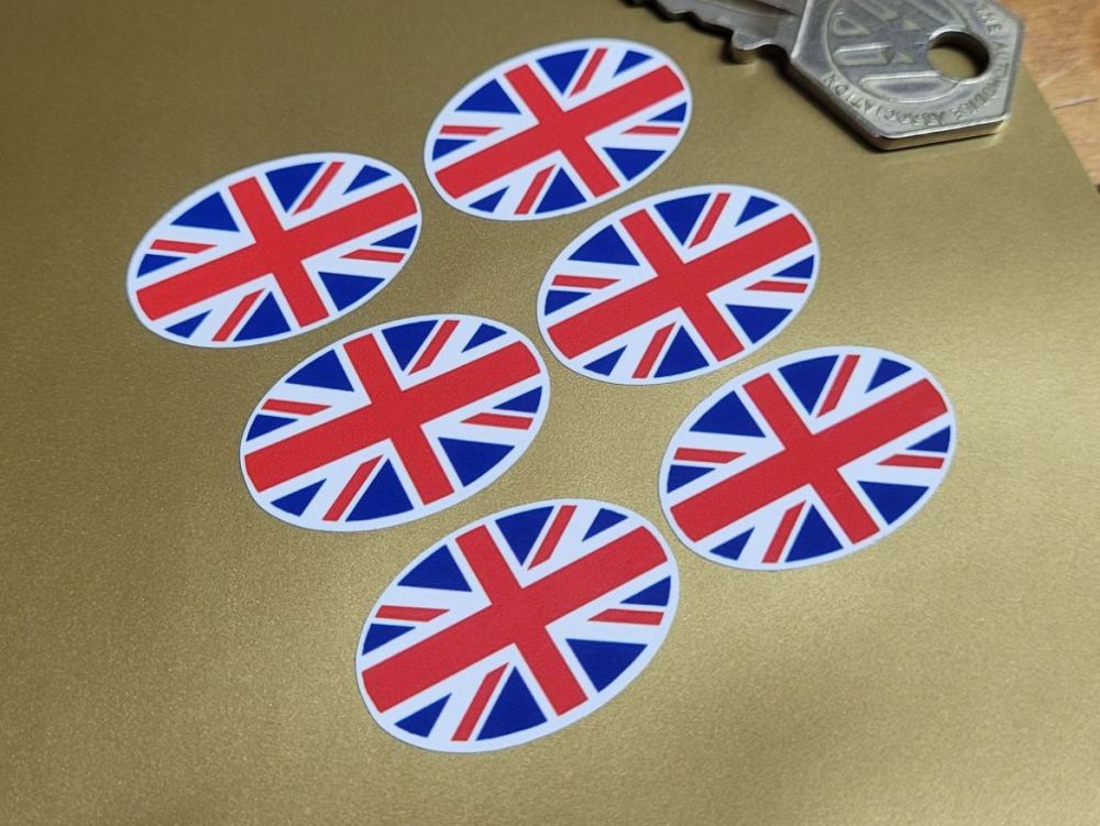 Union Jack Oval Stickers - Set of 6 - 30mm
