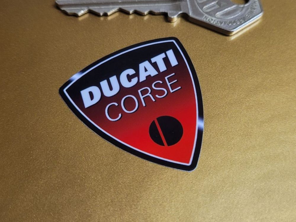 Ducati Corse High Gloss Shield Stickers - Border Style - 1.5" Pair