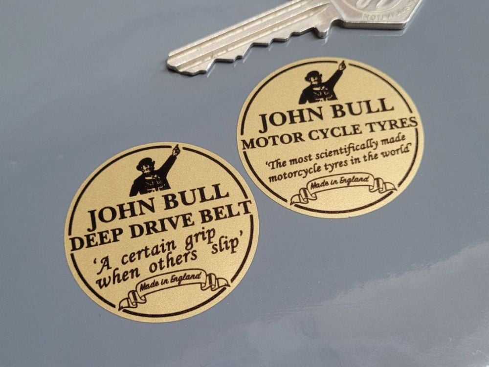 John Bull Deep Drive Belt & Motor Cycle Tires Stickers - 1.5" Pair