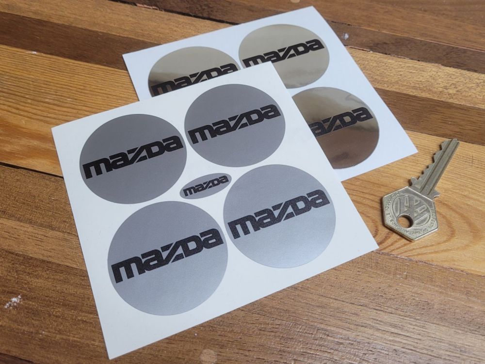 Mazda MX5 etc Text Wheel Centre Style Stickers - Set of 4 - 50mm