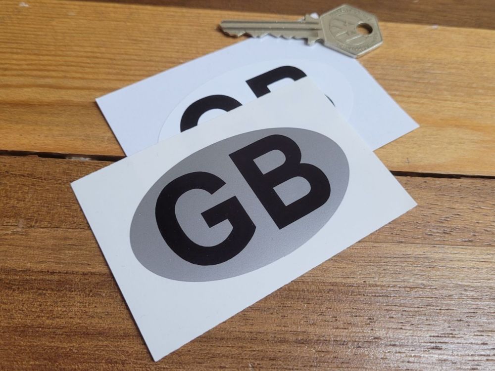 GB Plain ID Plate Sticker - Black & White or Black & Silver - 75mm x 45mm