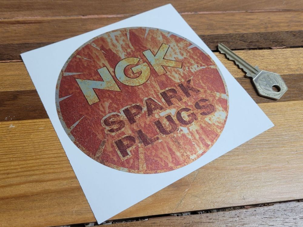 NGK Spark Plugs Rusty Style Sticker - 5"