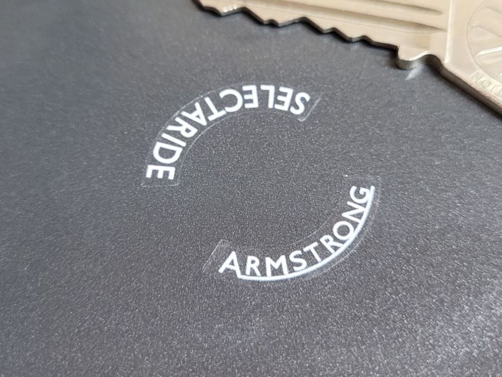 Armstrong Selectaride Rotary Switch Stickers - White & Clear Pair