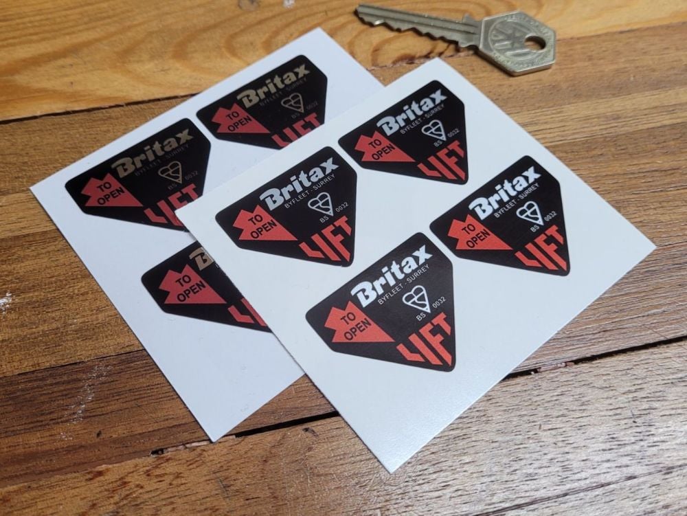 Britax 'Lift to Open' Seatbelt Stickers - Silver Version - BS 0032 - Set of 4 - 40mm