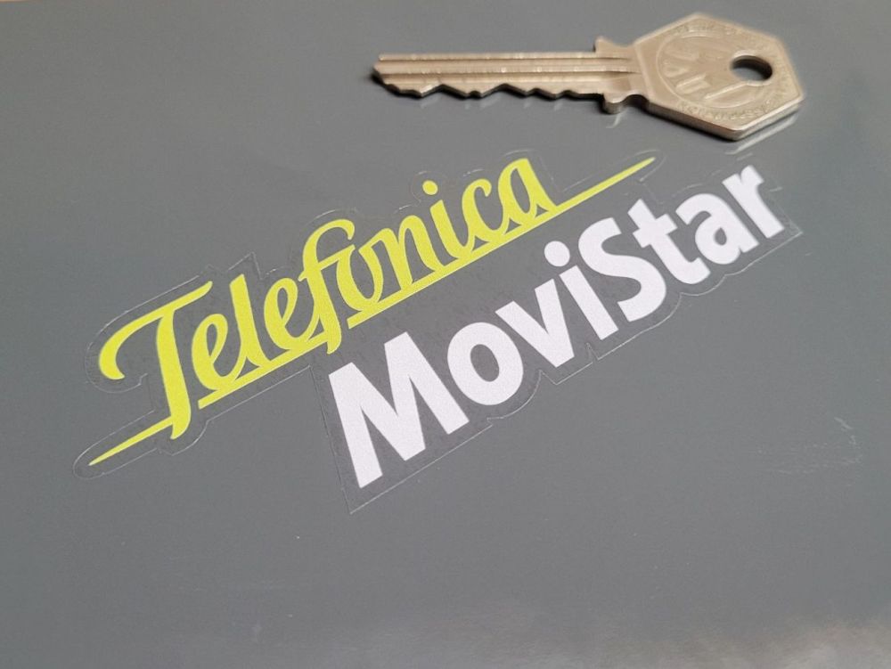 Telefonica MoviStar Printed on Clear Stickers - 4" or 8" Pair
