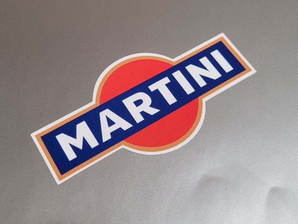 Martini Logo Sticker. Blue With Gold Line. 8