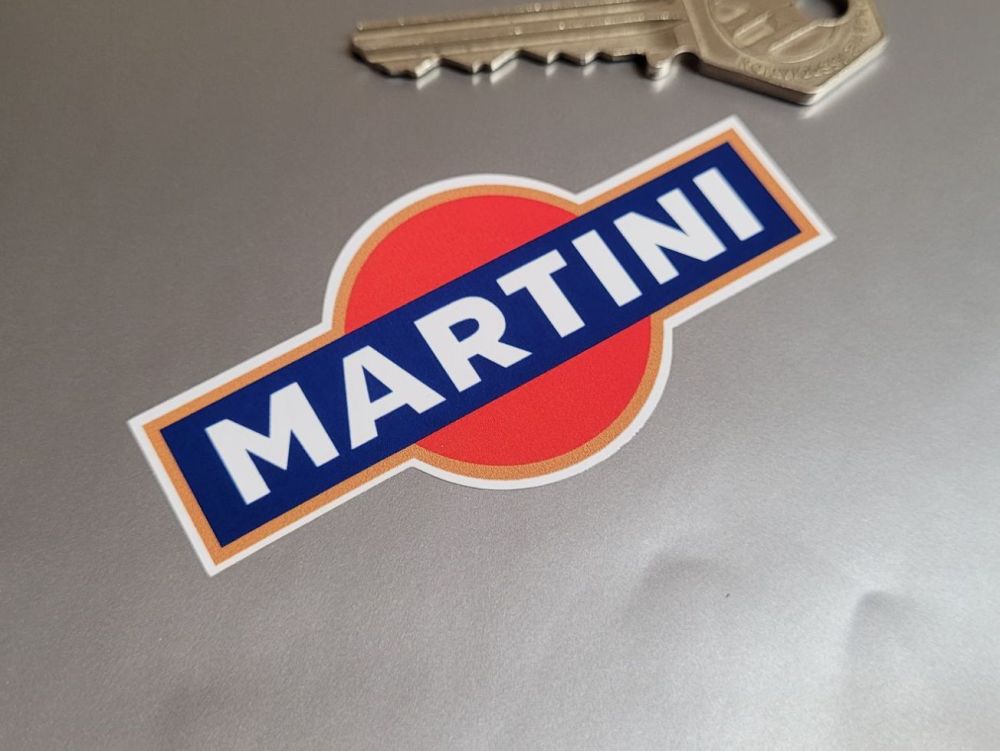 Martini Logo Blue With Gold Line and White Border Stickers - 3", 4", 5", or 6" Pair