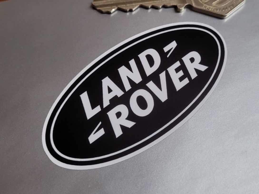 Land Rover Old Style Oval Black & White Stickers - 3