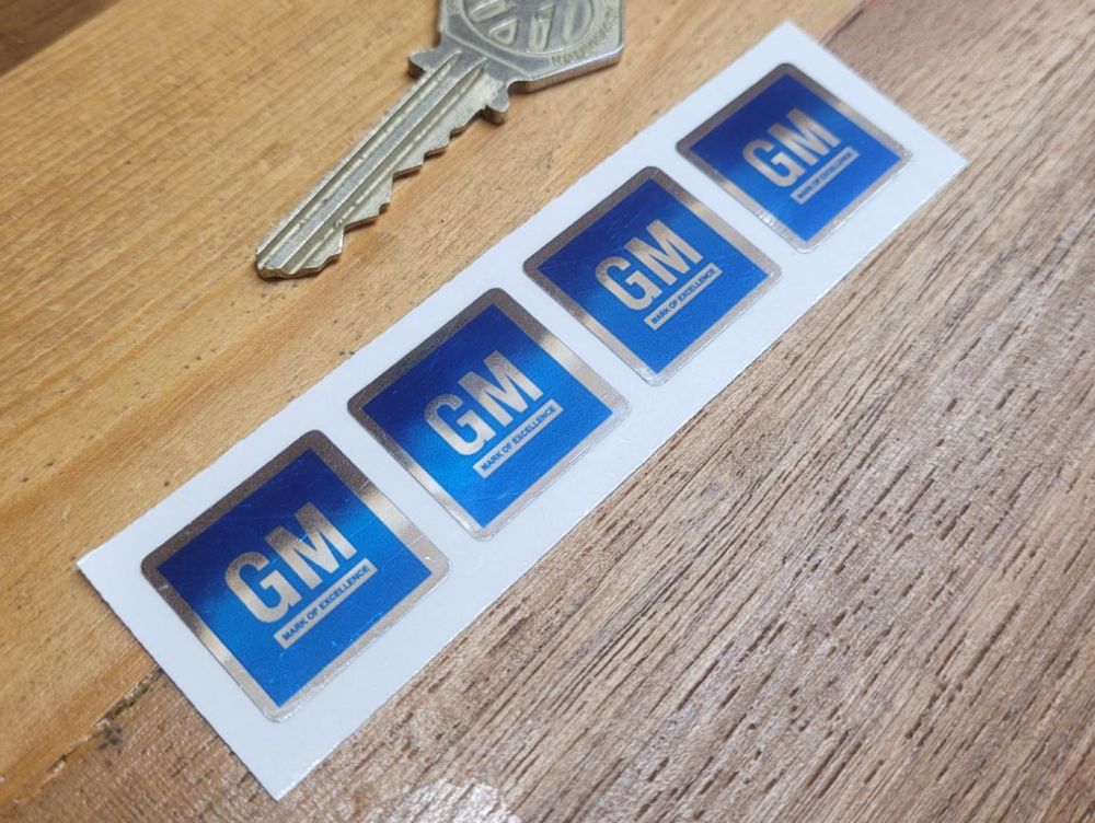 General Motors GM Blue & Foil Stickers - Set of 4 - 22mm