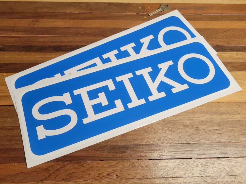 Seiko Blue & White Oblong White Border Stickers - 16