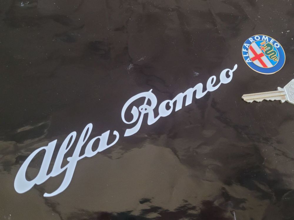 Alfa Romeo Cut Text Single Line & Logo Stickers - 10" Pair