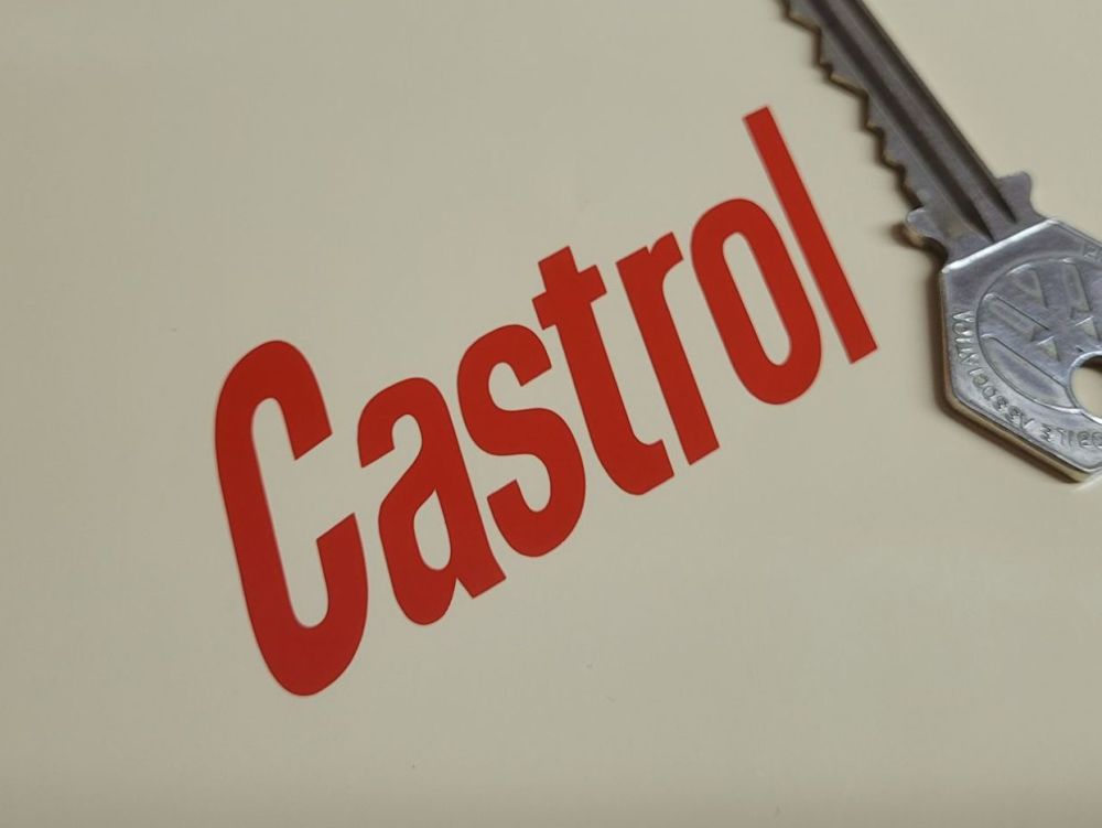 Castrol Cut Text Tall Slanted Stickers - 2.75" or 6" Pair