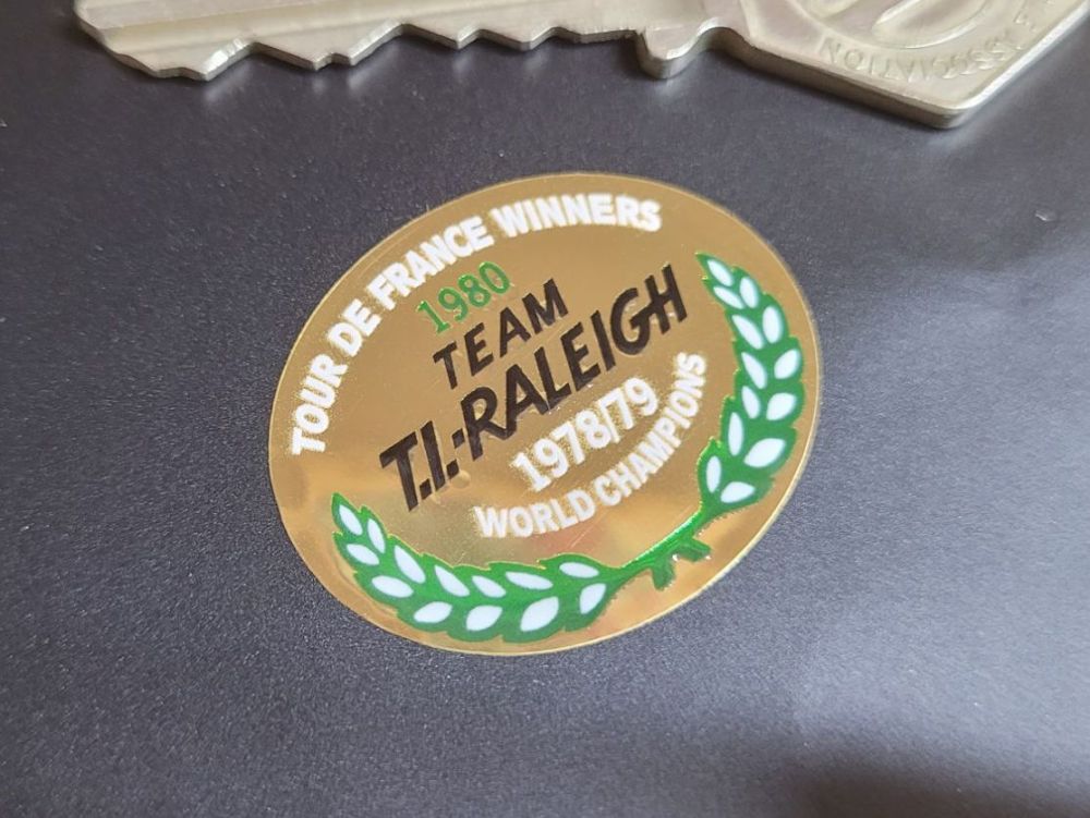 Raleigh Team T.I. Tour De France Winners 1980 & World Champions 1978/79 Sticker - 1.25"