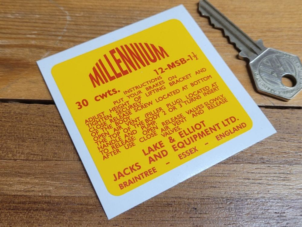 Millennium Lake & Elliot Jacks & Equipment Sticker - 12-MSB-1½ - 2.5