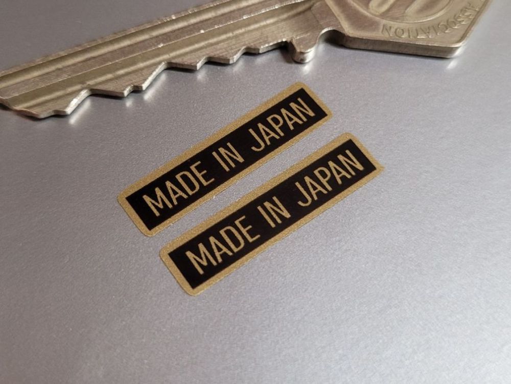 Made in Japan Motorcycle Stickers - Black & Gold - 25mm Pair