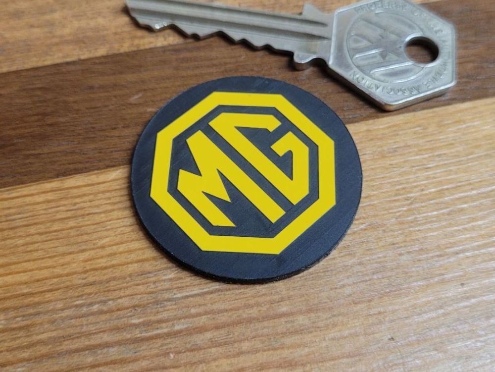 MG Circular Self Adhesive Car Badge - Black & Yellow - 38mm
