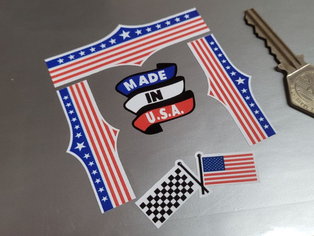 Made in USA Bicycle Frame Stickers - Set of 5