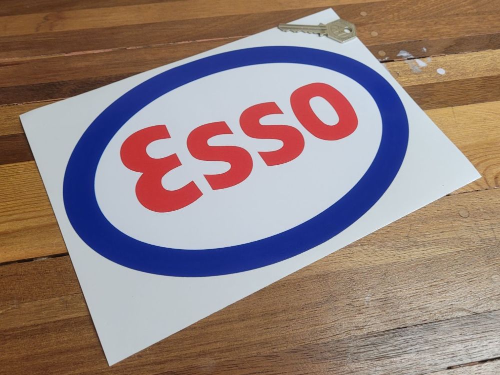 Esso, Red, White & Dark Blue Oval Sticker - 9.75