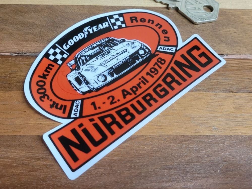 Nurburgring, Goodyear, & ADAC 1978 Window Sticker - 4"
