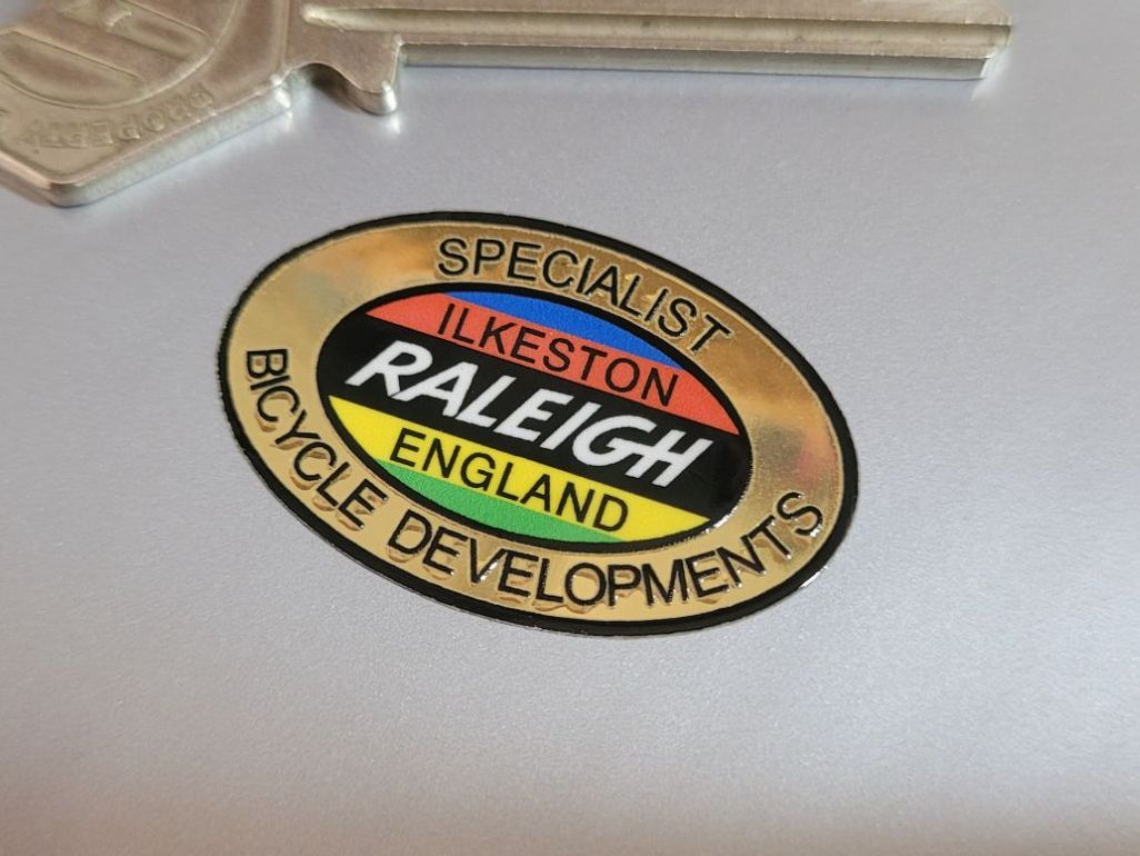 Raleigh Specialist Bicycle Development Sticker - Gold Foil, High Gloss - 1.