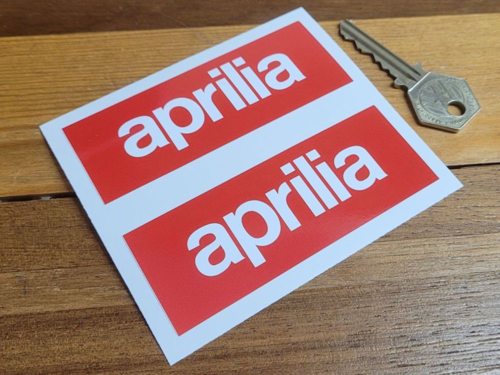 Aprilia Red & White Oblong Stickers - 2.75