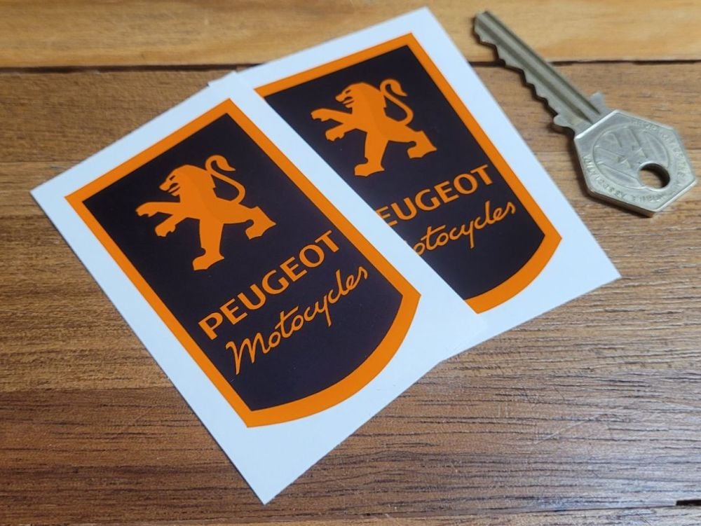 Peugeot Motorcycle Stickers - Orange & Black - 2.75" Pair
