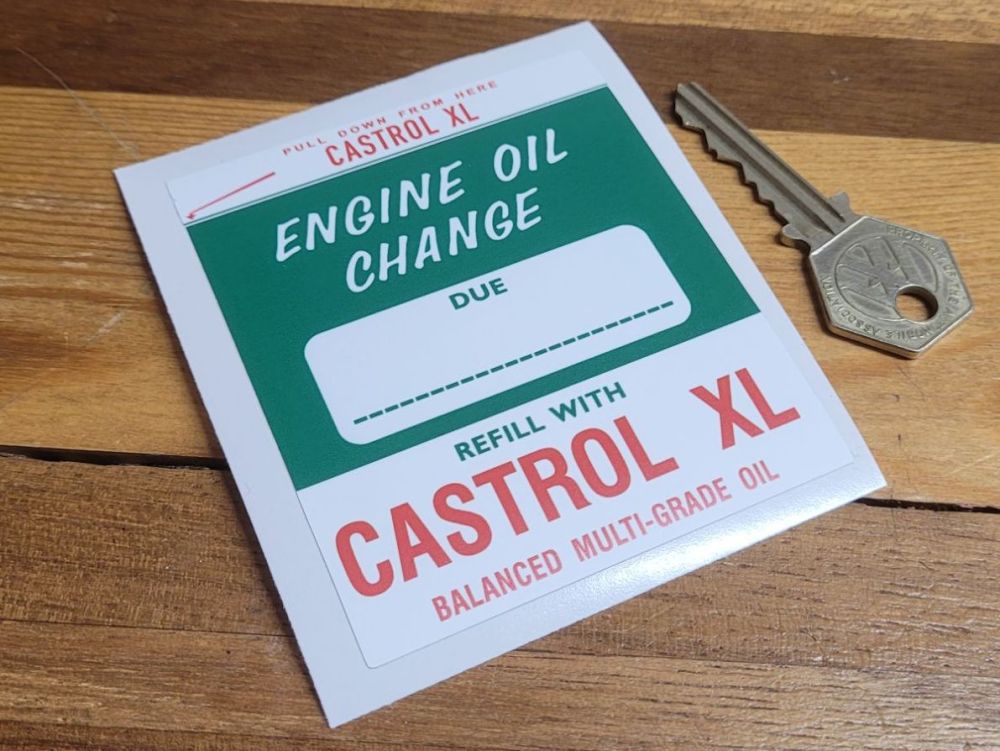 Castrol XL Service Sticker -Engine Oil Change - 3"