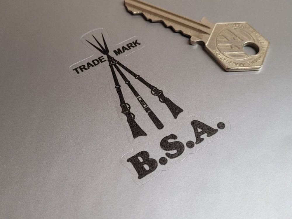 BSA Piled Arms Black & Clear Sticker - 2.5"