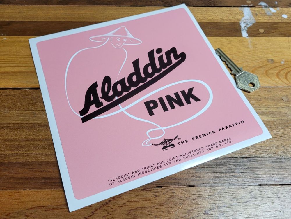 Aladdin Pink Paraffin Square Sticker - 7"
