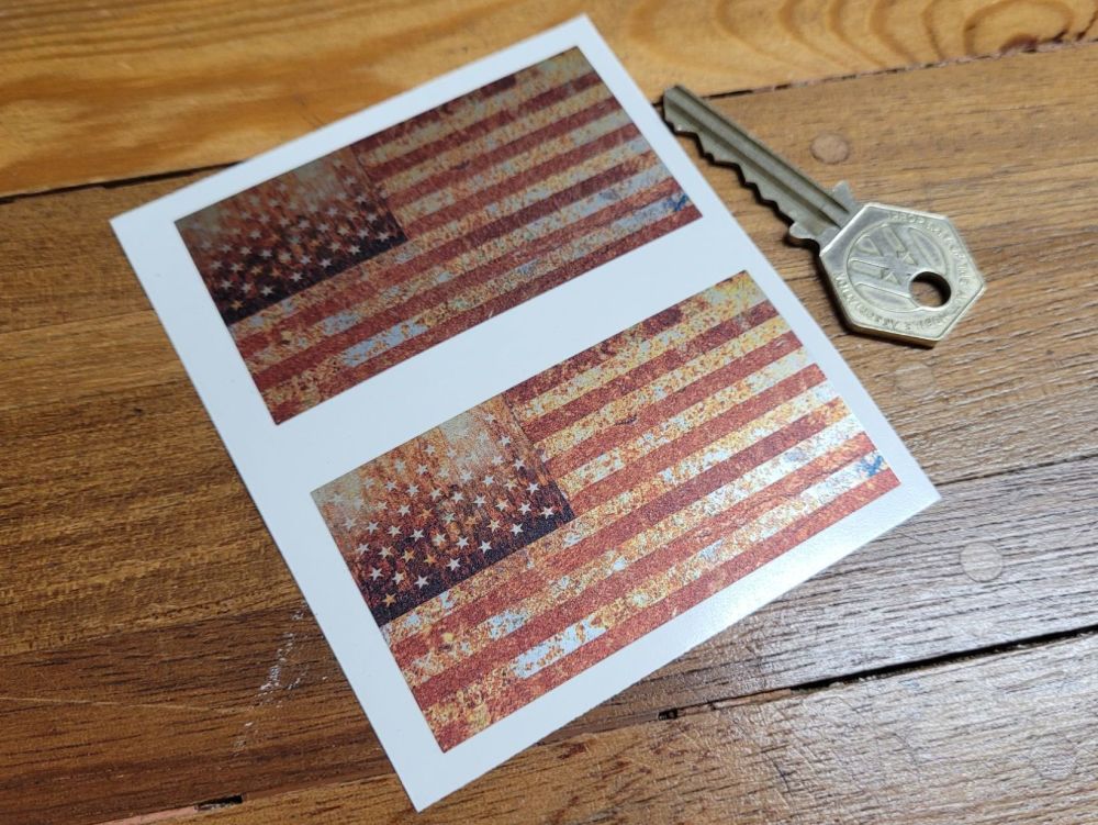 USA Stars & Stripes Rusty Flag Stickers - 3