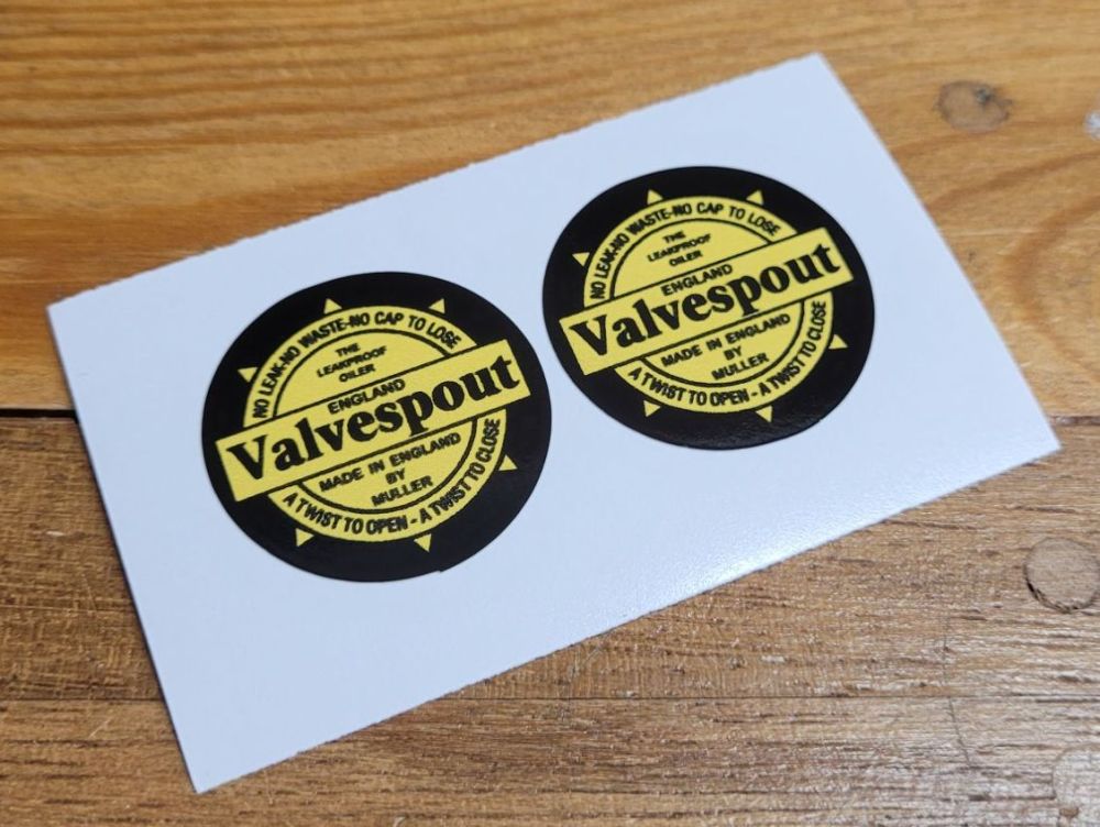 Valvespout The Leakproof Oiler Stickers - 30mm or 35mm Pair