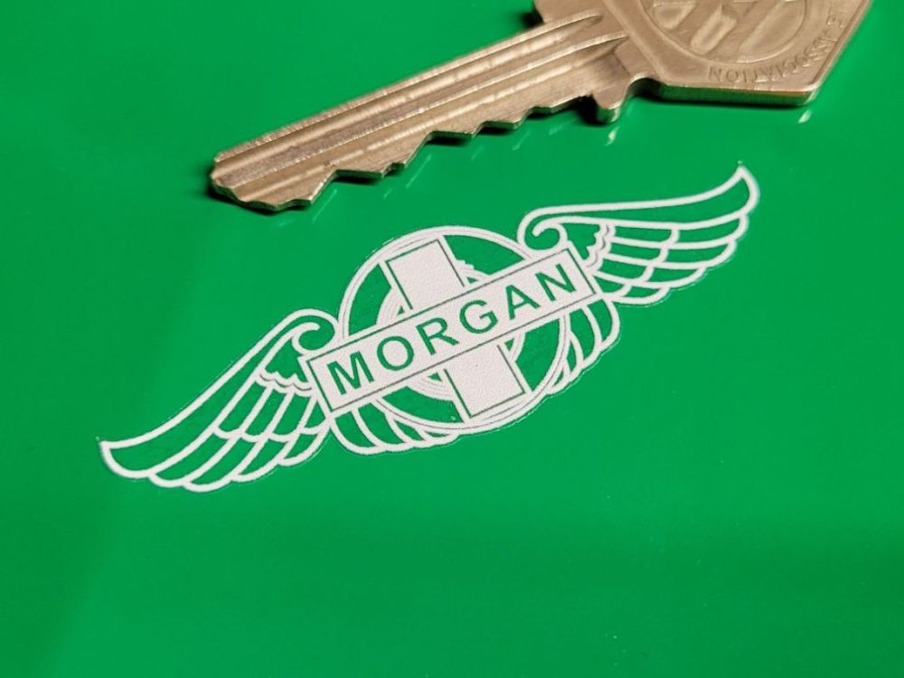 Morgan White & Clear Winged Logo Stickers - 2.5