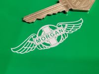 Morgan White & Clear Winged Logo Stickers - 2.5" Pair